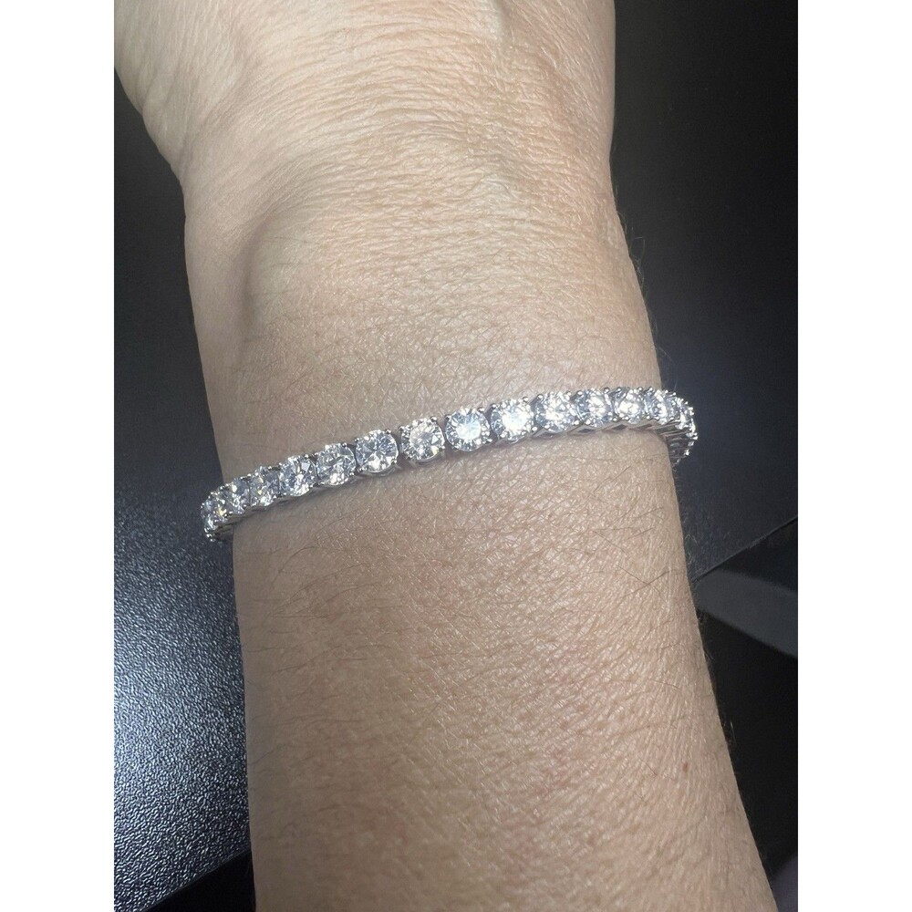 15CTW Moissanite Tennis Bracelet 4mm 7” 925 Silver Round Cut